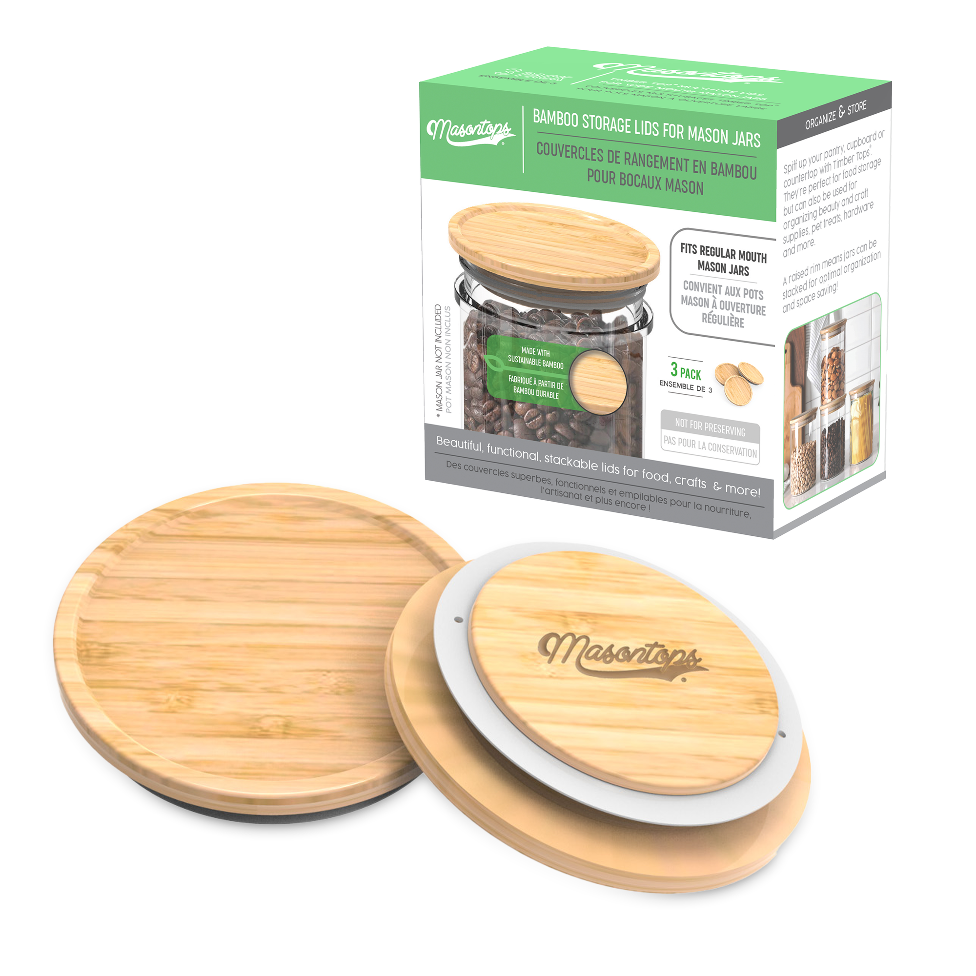 Ball Wide Mouth Wooden Lids (3-pack)